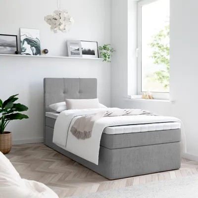 Produktbild von Bett, Boxspringbett MERA PREMIUM MINI 80x200cm - OHNE Topper mit Bettkästen, Einzelbett, Stauraum, Polsterbett, (Dunkelgrau - AURA 24)