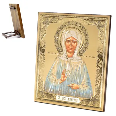 Productafbeelding van Icone Matrona van Moskou Houten Kunstwerk 15 x 18 cm