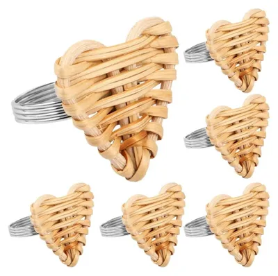 Produktbild von Handgefertigtes Set aus 6 Serviettenringen aus Rattan