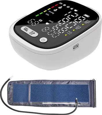 Produktbild von Automatisches Blutdruckmessgeraet fuer den Heimgebrauch mit Oberarmmanschette, Sprachuebertragung, grosser digitaler LCD-Bildschirm, kabelloses Blutdruckmessgeraet speichert bis zu 180 Messwerte fuer zwei Benutzer (jeweils 90 Messwerte)