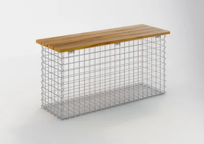 Produktbild von Gartenbank Spiralgabione 105 x 50 x 30 cm -3 TEAK MW 5 x 5 cm