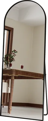Obrázek produktu pro ProximaX – klenuté celotělové zrcadlo s zaoblenými rohy, 165 x 60 cm, celotělové zrcadlo, velké, volně stojící, závěsné nebo opřené, podlahové zrcadlo jako toaletní zrcadlo do obývacího pokoje, černé