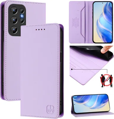Obrázek produktu pro Kožené pouzdro pro Oukitel C1 / C1 Pro, flipové pouzdro s přihrádkami na karty, peněženkou a stojánkem Fialový