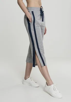 Produktbild von Urban Classics Damen Hose Ladies Taped Terry Culotte Grey/Navy-S