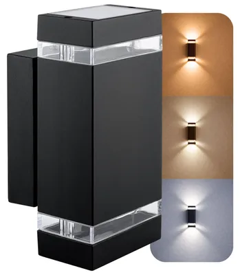Produktbild von SSC-LUXon ZORA Aussenlampe Wand Up & Down schwarz IP44 – Wandleuchte mit LED GU10 3W drei einstellbaren Lichtfarben 3CCT – Wandlampe für Terasse & Hauseingang