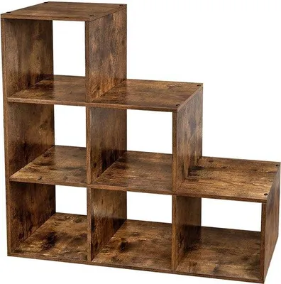 Produktbild von Famanu Bücherregal Vintage Braun - Stilvolle Aufbewahrungslösung - Einfache Montage - 29 cm x 97,5 cm x 97,5 cm