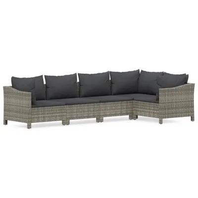 Obrázek produktu pro vidaXL 5dílná zahradní souprava s polštáři Grey Poly Rattan