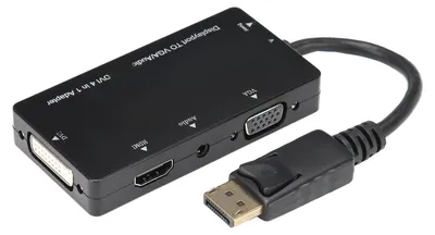 Zdjęcie produktu dla Kabel adapterowy 4 w 1 – wielofunkcyjny konwerter DisplayPort na HDMI/VGA/DVI/audio