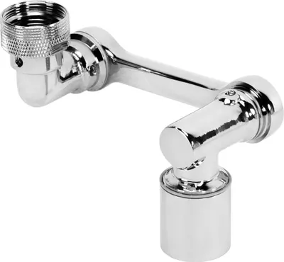 A chrome-plated faucet extension.