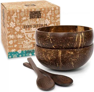 Produktbild von Famanu Ramen-Schalen Set aus 2 handgefertigten Kokosnuss-Schalen - Vegan - Umweltfreundliches Geschenk