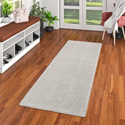 Produktbild von Hochflor Velours Läufer Teppich Mona Silbergrau, Größe:100x100 cm