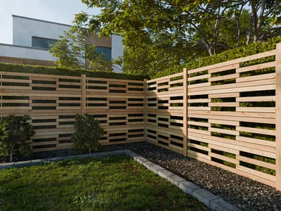 Produktbild von WOODTEX Lärche 180x180 cm Sichtschutzzaun, Gartenzaun aus europäischer Lärche, Doppelstabmattenfüllung, Kesseldruckimprägniert, Langlebig, Wetterfest, Montagefreundlicher DIY Bausatz