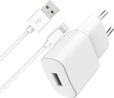 Immagine prodotto di WOW, caricabatterie da rete USB-A 2,4A Fast Charge + cavo USB-A / Lightning, bianco