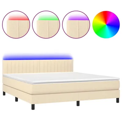 Produktbild von Boxspringbett mit Matratze & LED Creme 160x200 cm Stoff