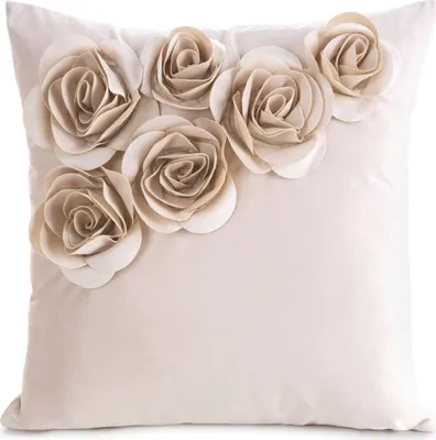 Zdjęcie produktu dla EUROFIRANY | Poszewka na poduszkę – 45 x 45 cm – różowa – róża 3D – z zamkiem błyskawicznym
