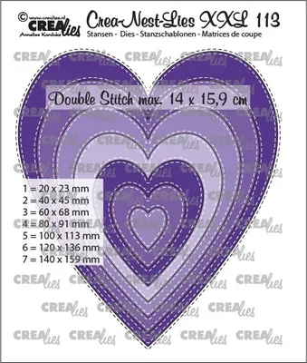 Produktbild von Crealies Crea-Nest-Lies XXL no. 113 Stanzschablone Herz schmal mit doppelt Stich