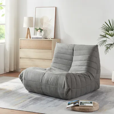 Produktbild von Bodensessel 'Kodsø' gepolstert Bodenstuhl mit Rückenlehne 75 x 90 x 100 cm Mikrofaser Grau