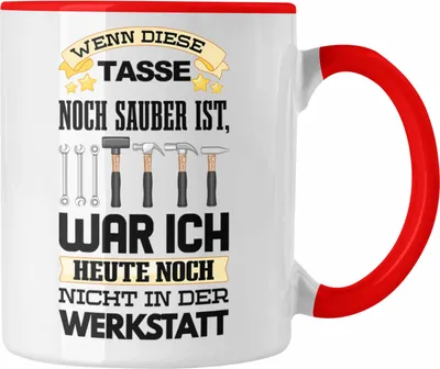 Produktbild von Trendation - Werkstatt Tasse KFZ Mechaniker Mechatroniker Geschenkidee (Rot)