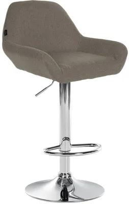 Produktbild von CLP Barhocker höhenverstellbar Braga, Thekenhocker Stoffbezug mit Rückenlehne | Farbe taupe Gestell Farbe chrom
