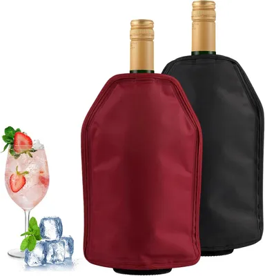 Image de Refroidisseur de bouteilles isotherme pour voyage - Lot de 2 - Manchon réfrigérant pour bouteilles de vin - Refroidisseur de qualité sans givre pour vin