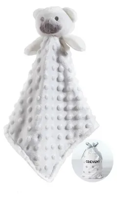 Immagine prodotto di Coperta morbida in peluche, ideale come oggetto di conforto per neonati. Orsetto bianco, dimensioni 34 cm x 34 cm, realizzata in poliestere