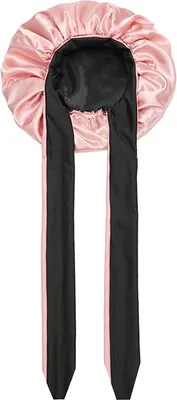 Produktbild von INF Doppellagige Satin Schlafhaube mit verstellbaren Bändern - Haarschutz Rosa