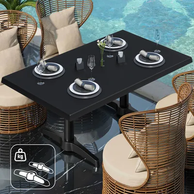 Produktbild von WBC | Jamaika Loungetisch | B: T: H:  120 x 70 x 40 cm | Schwarz / Schwarz | Zusatzgewicht | Bistro Loungetisch Gastro Tisch