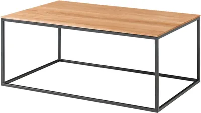 Produktbild von Couchtisch - Wildeiche massiv - Schwarz - Metallgestell - 100 x 60 cm