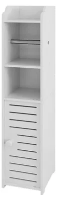 Immagine prodotto di Mobiletto da bagno angolare con porta e ripiani, 15x17x76 cm, bianco