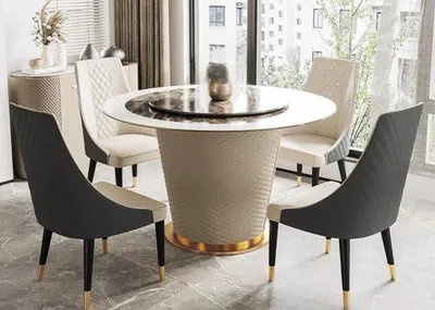 Produktbild von Marmor Esstisch Moderne Esszimmer Wohnzimmer Küche Tische Design Tisch Rund Neu