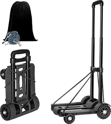 Zdjęcie produktu dla Składany wózek na zakupy o nośności 50 kg, wytrzymały, 4 kółka, aluminiowy, przenośny, idealny w podróży