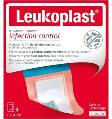 Produktbild von Leukoplast Leukomed Sorbact steril 8x10 cm 3 St