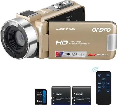 Produktbild von Ordro® Videokamera - inkl. Akku - Camcorder - Handycam - Vlog-Kamera - Videokamera - digitale Videokamera - Filmkamera - Camcorder - Digitalkamera - Digitalkamera - Digitalkamera Kompakt