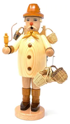 Räuchermann Korbhändler, 35 cm, natur, Erzgebirge, Holz