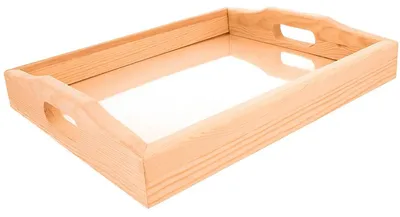 Serviertablett aus Kiefernholz mit Glas, 30x24x4 cm