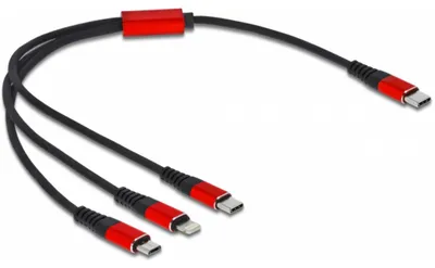 Produktbild von Delock 3 in 1 - Kabel nur zum Laden - 24 pin USB-C männlich zu Micro-USB Typ B, Lightning, 24 pin USB-C männlich
