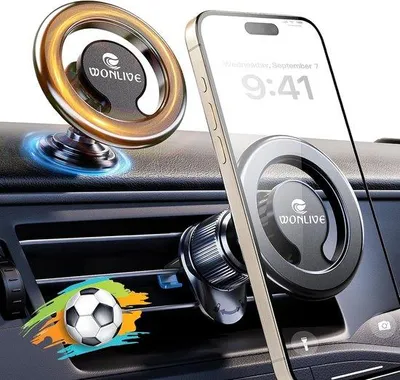 Produktbild von Halterung für Magsafe im Auto, 2-in-1 Lüftungsgitter-/Armaturenbrett-Magnetischer Telefonhalter - 44 starke Magnete für iPhone 17, 16, 15, 14, 13, 12 mit Magsafe