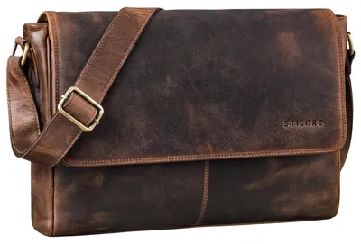 Image de Sac bandoulière en cuir pour ordinateur portable jusqu'à 15 pouces
