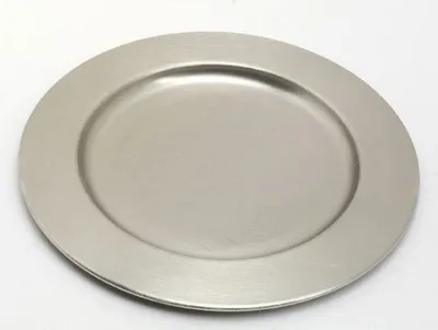 Produktbild von Kerzenteller, Dekoteller Messing vernickelt Silber, Innen Ø 11 cm, Außen Ø 17 cm für Kerzen
