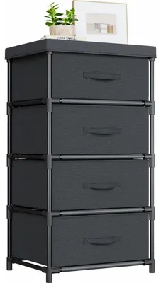 Immagine prodotto di Comodino in tessuto con 4 cassetti, dimensioni 85x44x34 cm, colore nero