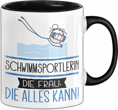Produktbild von Schwimmsportlerin Geschenk Tasse Becher Die Frau Die Allen Kann Geschenkidee für eine Schwimmsportlerin Lustig (Schwarz)
