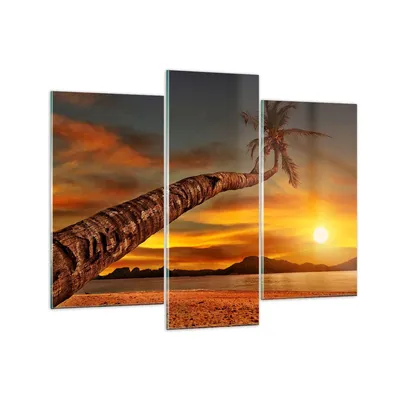 Produktbild von Bilder auf glas - Palme Landschaft Sonne - 130x100cm - Glasbilder - Wandbilder - Kunstdruck - zum Aufhängen bereit - Wanddekoration aus Glas - Glas Bilder - Wandbild auf Glas - GCB130x100-0162