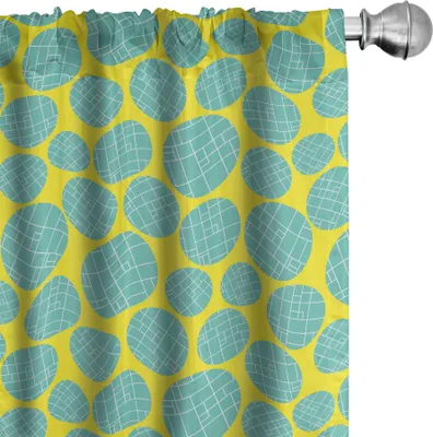 Produktbild von ABAKUHAUS Geometrisch Vorhänge, Gardinen, Moderne Kunst-Muster mit Squared Ornamental Moderne Runden Drucken, 2 Stück 75 x 175 cm, Gelb und Seafoam