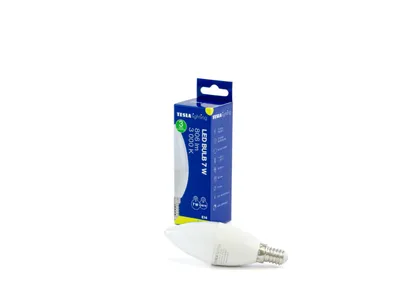 Imagen del producto de Tesla - Bombilla LED tipo vela, casquillo E14, 7W, 230V, 806 lúmenes, 25.000 horas, 3000K (blanco cálido), 180 grados