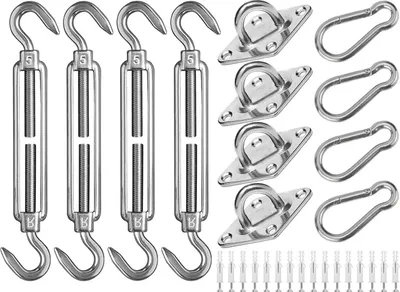 Produktbild von Sonnensegel Befestigung Kit, M5 Edelstahl Sonnensegel Befestigungsset, Sonnensegel Spanner Zubehör Montage Aufbau Set für Viereck und Dreieck Garten