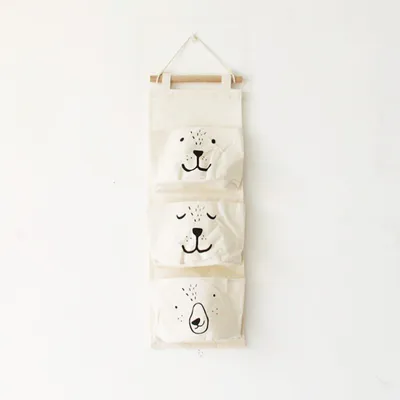 Image de Poche de rangement suspendue à 3 compartiments, chambre d'enfant/salon, motif ours