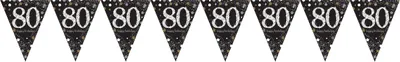 Produktbild von Golden 80th Birthday Wimpelkette 4m
