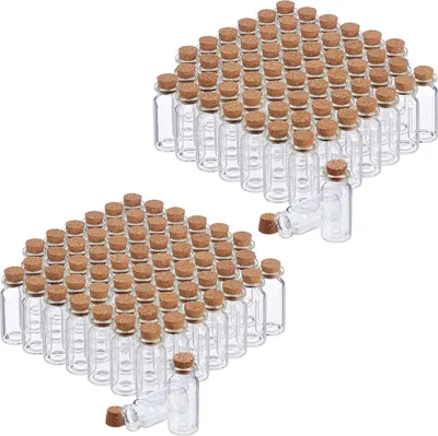 Produktbild von relaxdays 120 x Mini Glasfläschchen mit Korken