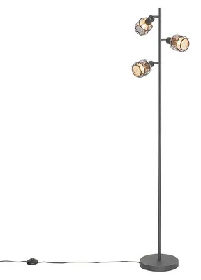 Produktbild von Design Stehlampe Schwarz mit Gold 3 Flammig Noud