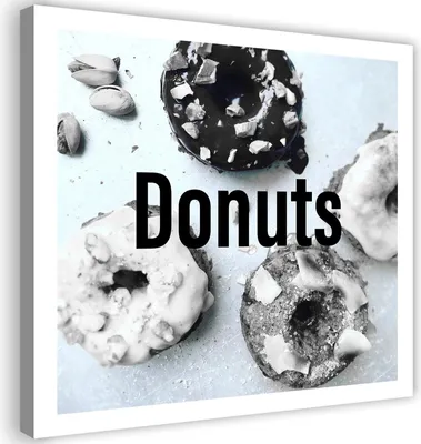 Produktbild von Leinwandbild schwarze und weiße donuts 50x50 cm Feeby grau wandbild bereit zum aufhängen